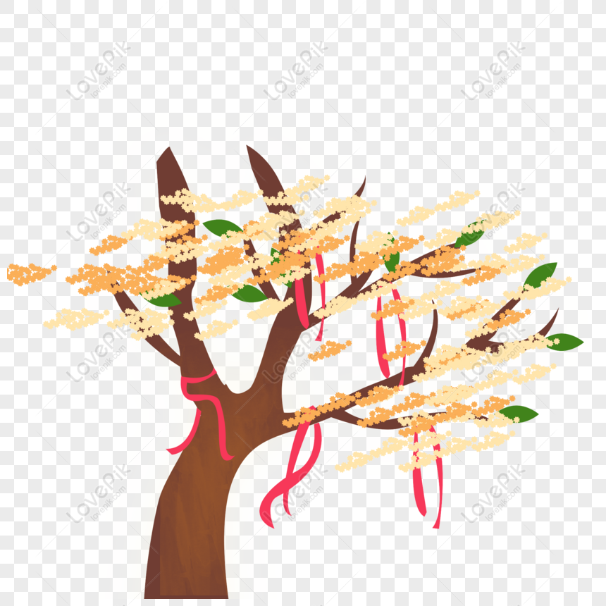Free Osmanthus Tree With Red Rope Element Design, Osmanthus Tree, Red Rope,  Green Leaves PNG Hd Transparent Image PNG & PSD image download - Lovepik