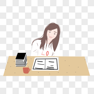 Teacher element design sitting at desk in batch assignment, Table, sitting, job png picture