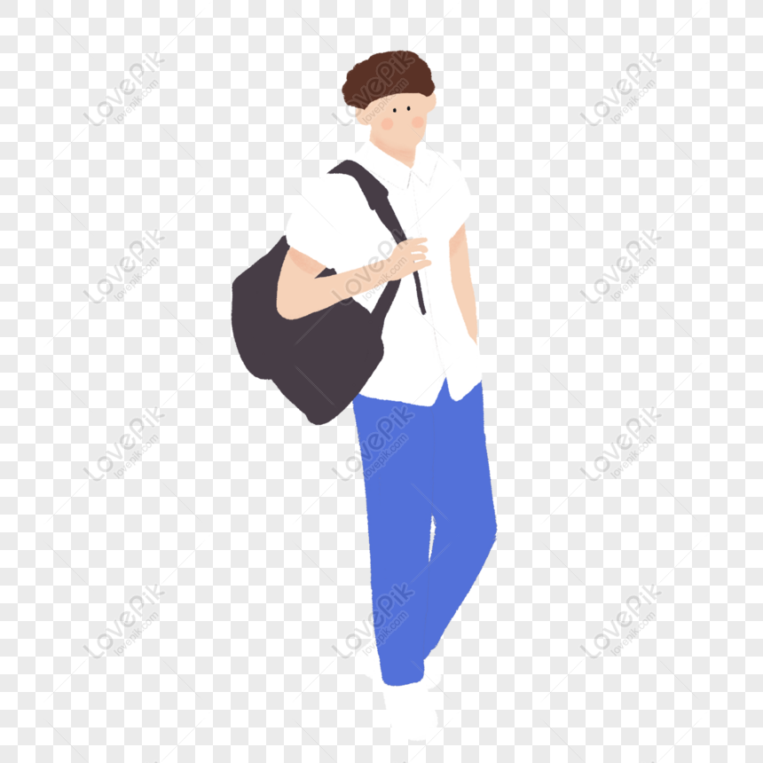 Free Cartoon Boy Original Element Carrying A School Bag PNG Picture PNG &  PSD image download - Lovepik