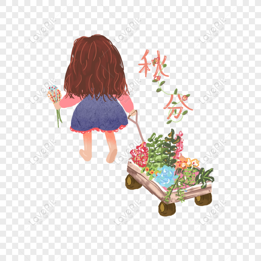 24ソーラー用語秋の小さな女の子植物花手描きイラスト要素 Png Psd