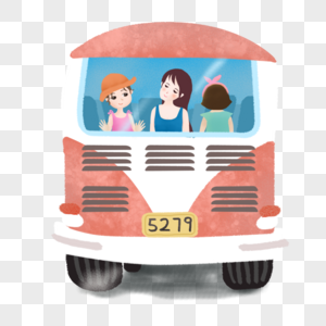 Happy travel bus decoration elements, Decorative element, hand drawn, bus png transparent background