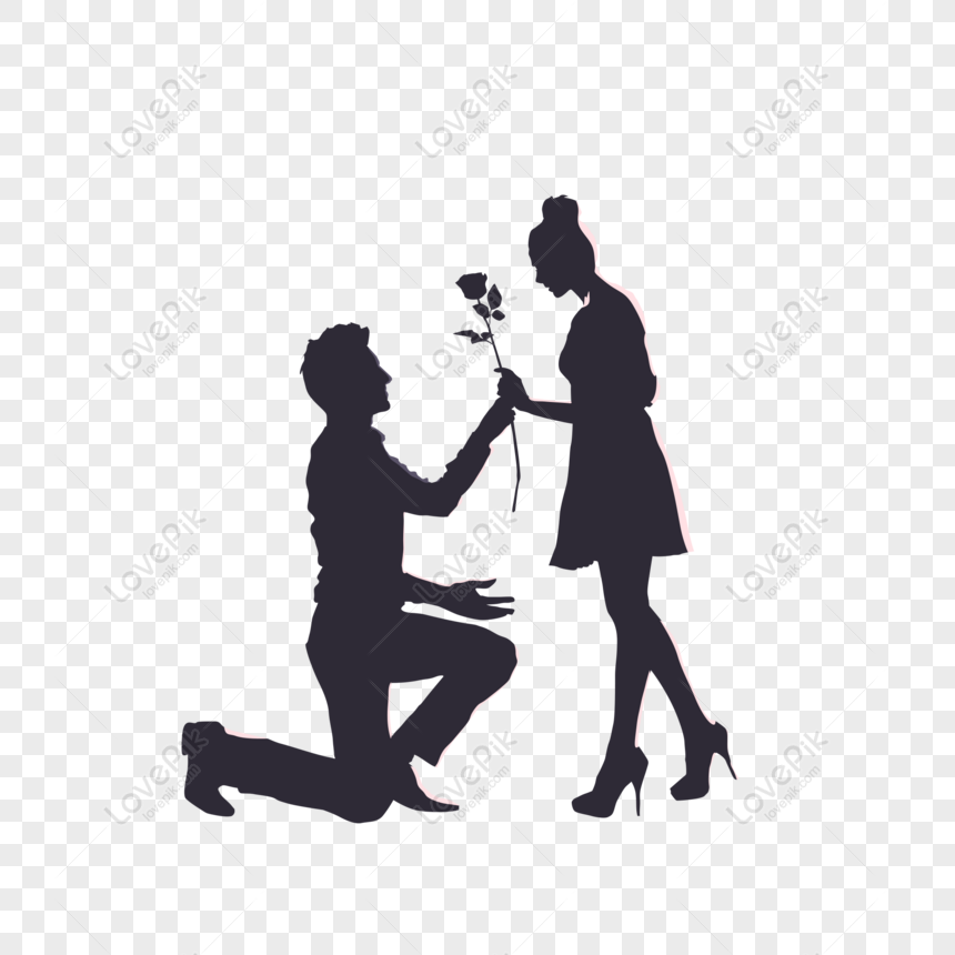 Free Romantic Marriage Proposal Cartoon Character Silhouette Material PNG  Free Download PNG & PSD image download - Lovepik