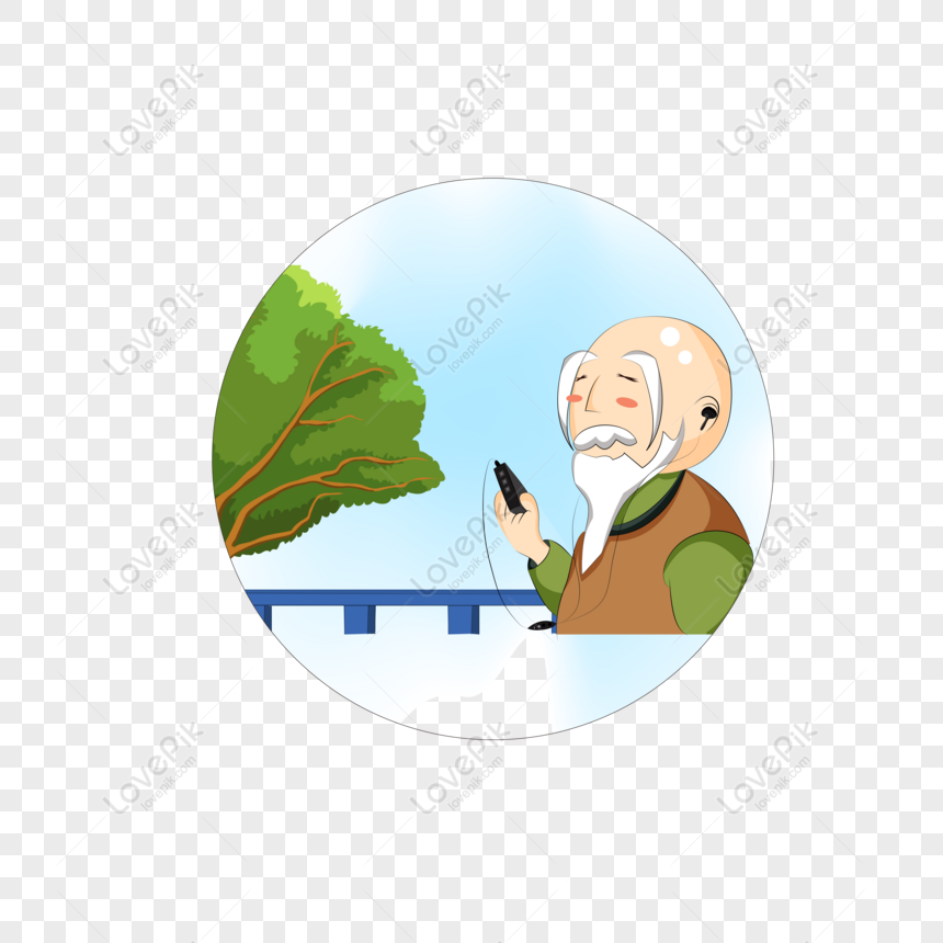Free Cartoon Old Man Listening To Song Illustration PNG White Transparent  PNG & AI image download - Lovepik