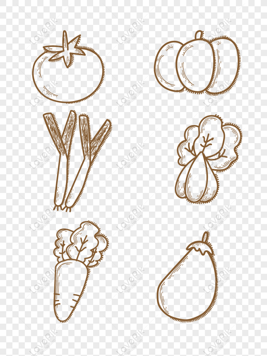 Gratis Sketsa Gambar Garis Digambar Tangan Kartun Elemen Sayuran