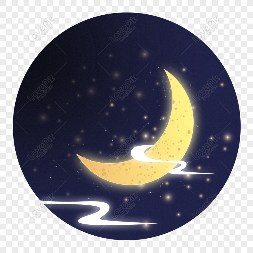 Free Hand Drawn Cartoon Moon Star River Commercial Elements Free PNG ...