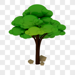 3D tree plant cartoon business element material office PPT creat, Green plant, 3D tree model, solid tree png image