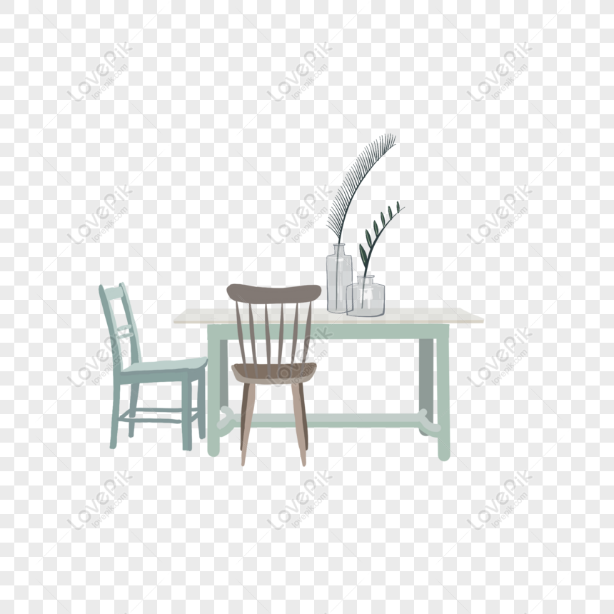 Free Hand Painted Literary Table And Chair Plant Combination Png Psd Image Download Size 2000 2000 Px Id 832236657 Lovepik