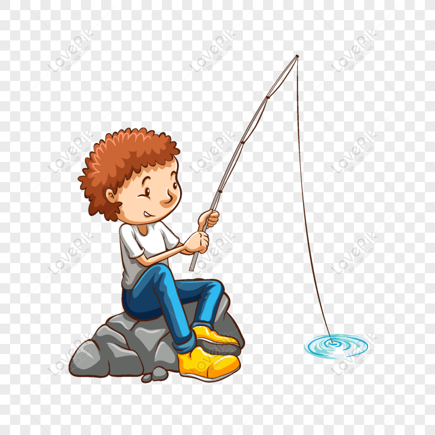 kids fishing pole clip art