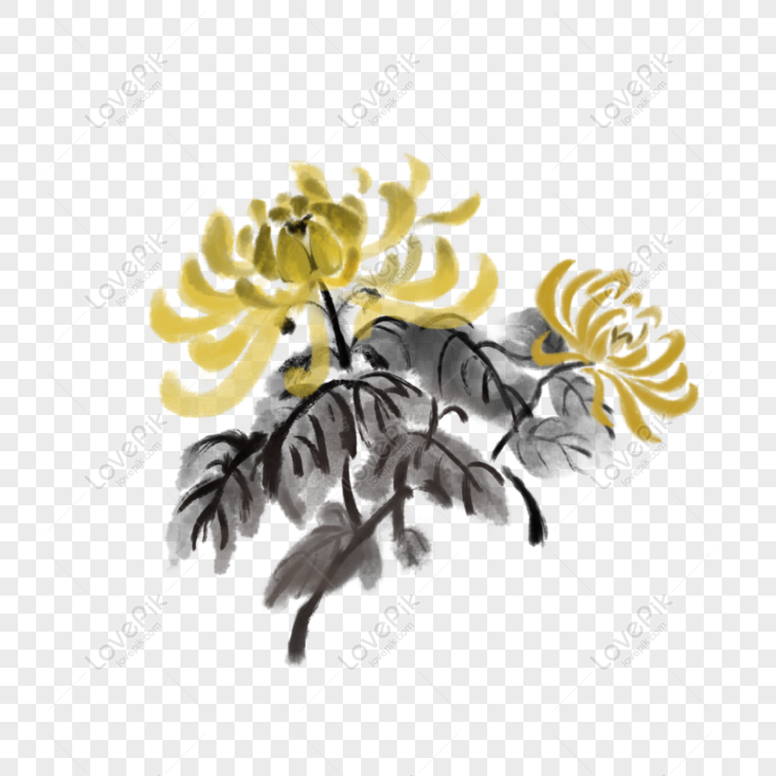 Free Ink Plant Chrysanthemum Ancient Style Hand Painted Chinese Style ...