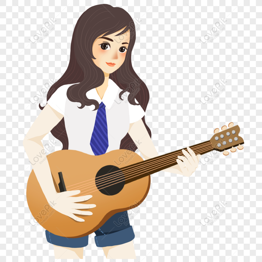 Free Beautiful Long Haired Guitar Girl Decorative Elements, Decorative ...