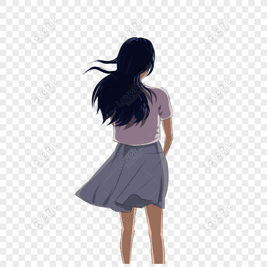 Free Cartoon Girl Character Back View Design, Back Design, Character ...