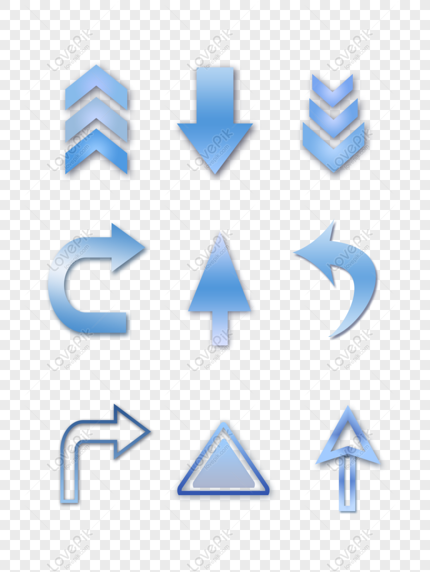 블루 그라데이션 화살표 기호 요소 Png 일러스트 무료 다운로드 - Lovepik