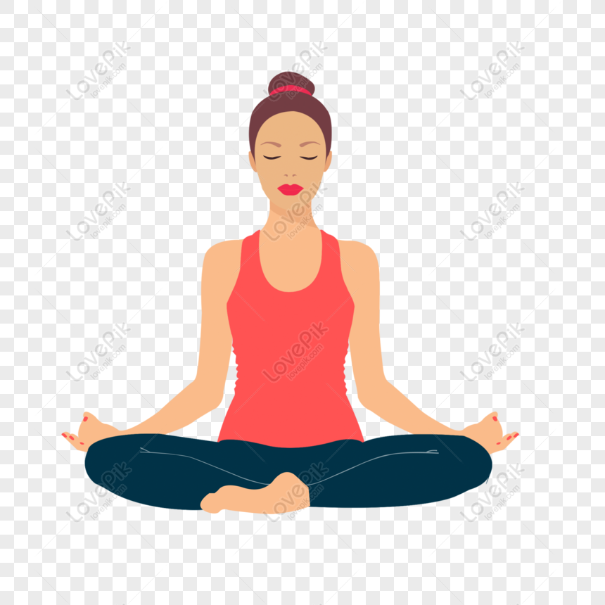 Free Cartoon Woman Practicing Yoga Sitting Cross Legged Png Psd Image Download Size 2000 2000 Px Id 832263585 Lovepik