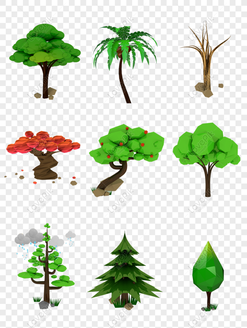 Gratis Tanaman Pohon 3d Stereo Kartu Pohon Cinta Kartun Elemen Komersia PNG PSD Unduhan Gambar Ukuran 1024 1369px
