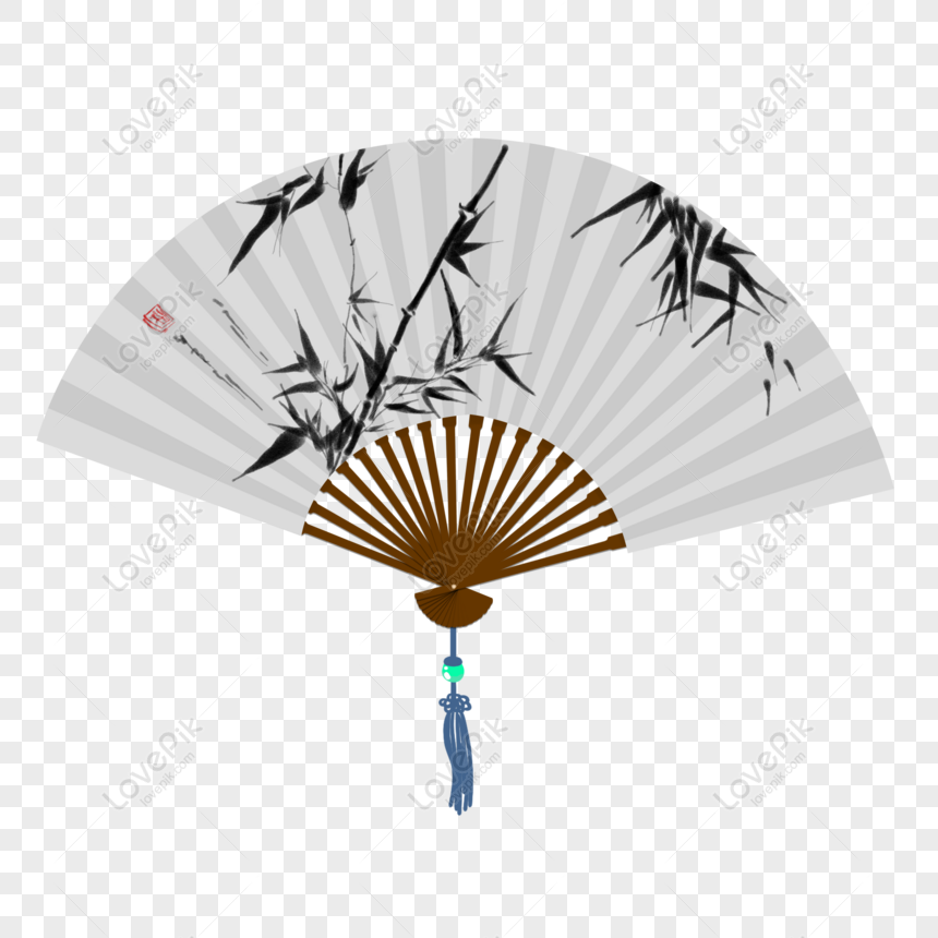 Free Hand Painted Chinese Style Ink Bamboo Folding Fan PNG Picture PNG ...