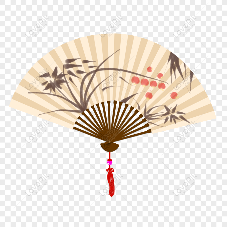 Free Zhou Hui Chinese Style Ink Plant Folding Fan PNG Image PNG & PSD ...