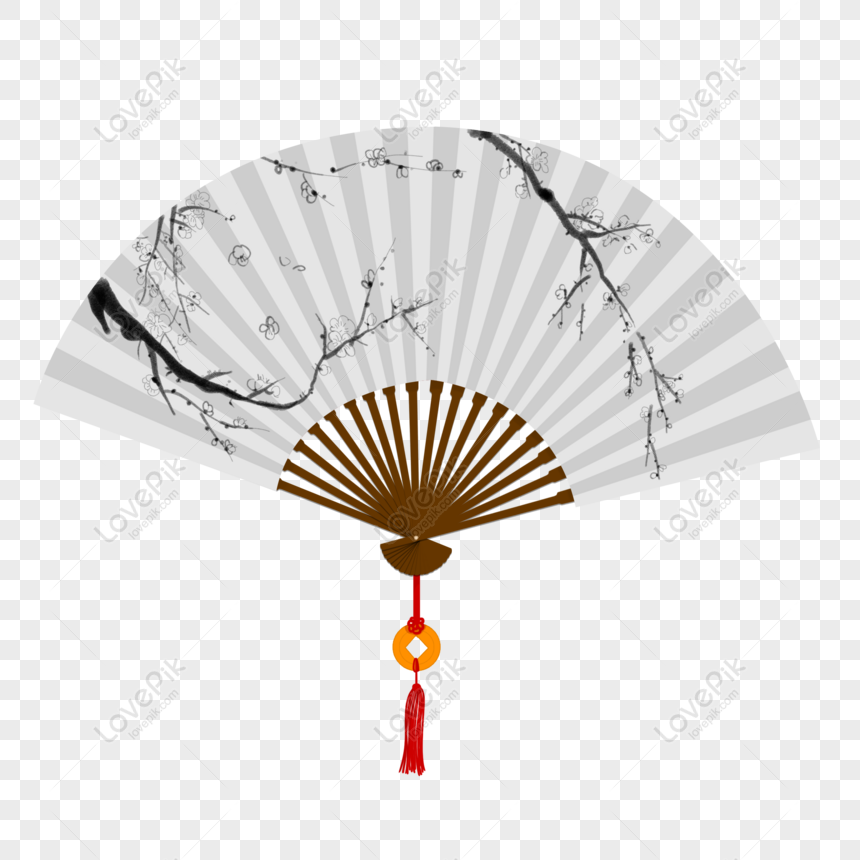 Free Hand Painted Chinese Style Ink Peach Folding Fan, Peach Blossom ...