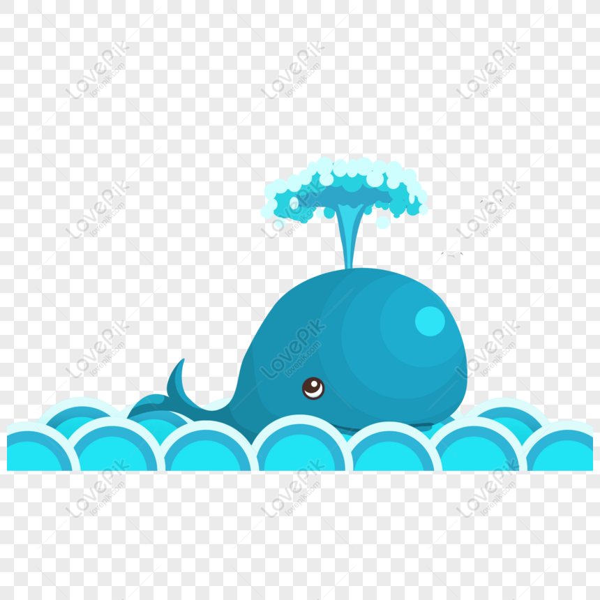 Free Cute Blue Cartoon Whale Water Jet Column For Commercial Elements Free  PNG PNG & PSD image download - Lovepik