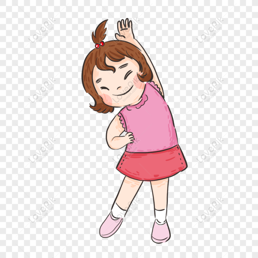 Free Hand Drawn Cartoon Smiling Cute Girl Exercising PNG Image Free  Download PNG & PSD image download - Lovepik