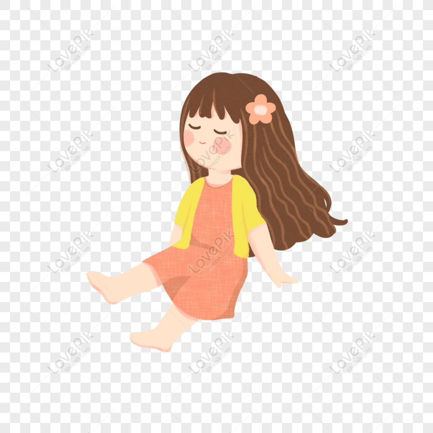 Free Happy Cartoon Girl Sitting And Playing PNG Hd Transparent Image PNG &  PSD image download - Lovepik