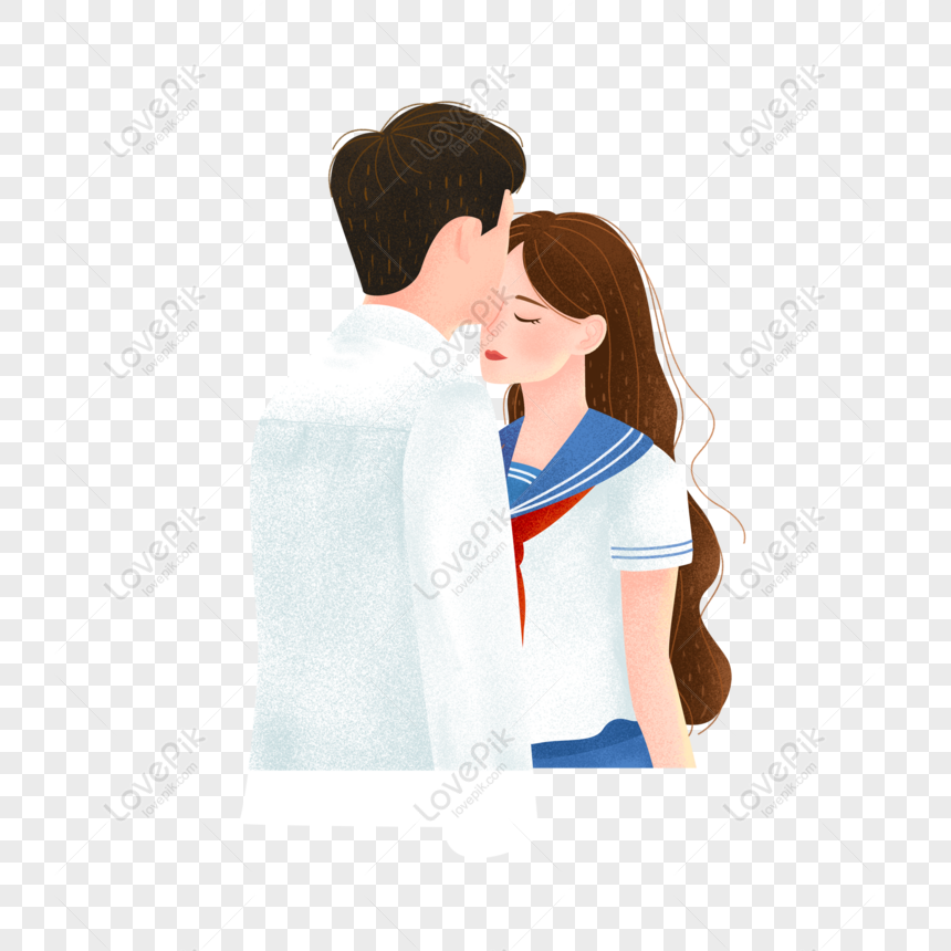 Free Boy Kissing Girl Campus Love Cartoon Element PNG Transparent  Background PNG & PSD image download - Lovepik