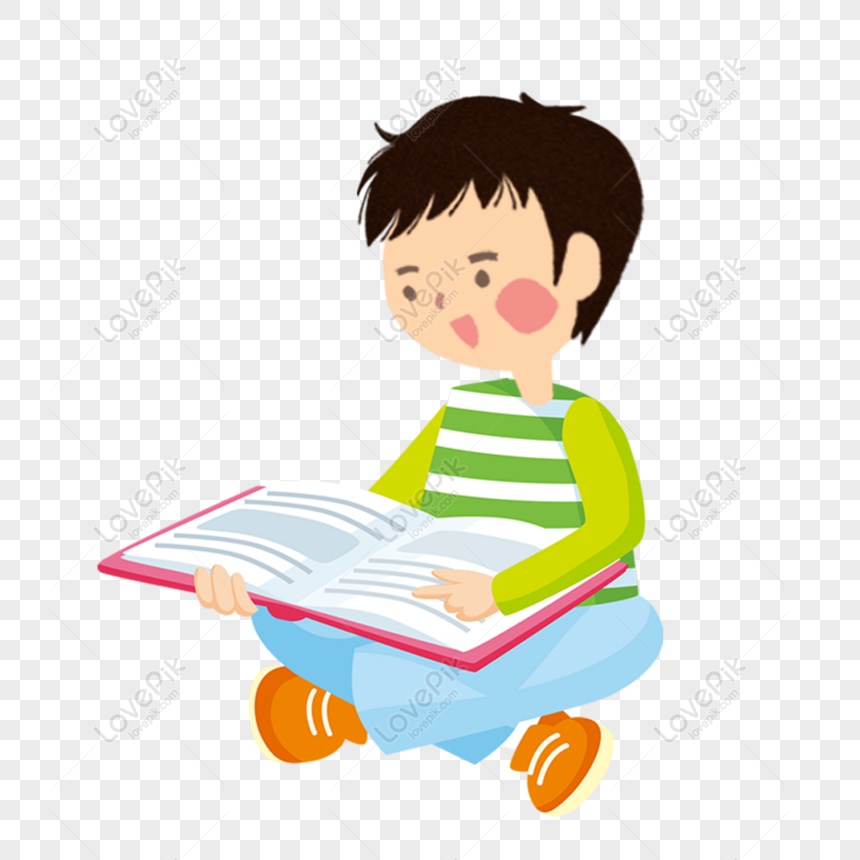 Free Little Boy Reading A Book Commercial Elements PNG Free Download ...