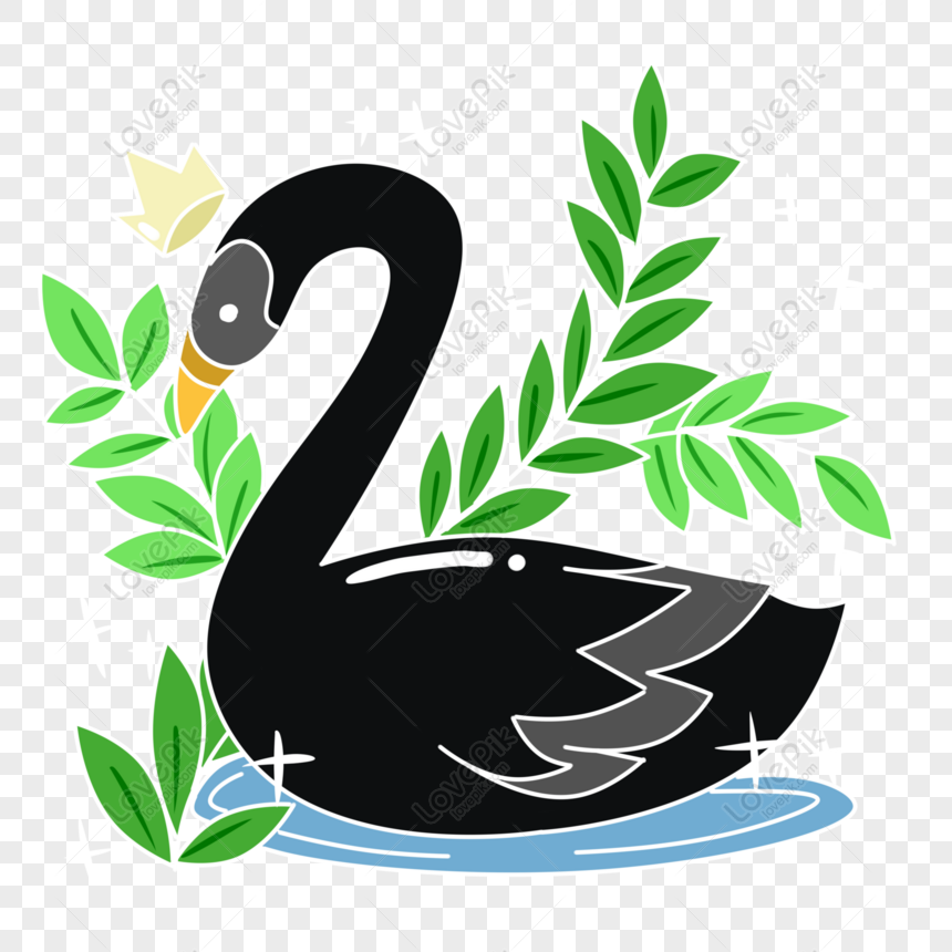 Free Creative Cartoon Fresh Dreamy Black Swan PNG Free Download PNG & PSD  image download - Lovepik