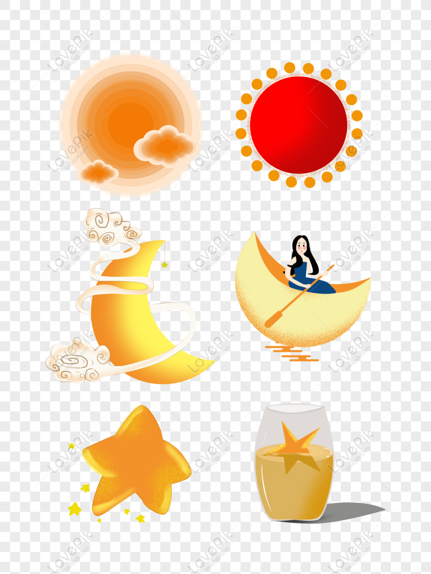 太陽 月 星 黄色 かわいい イラスト 風の要素 Png Psd無料画像ダウンロード 素材サイズ48 2738px Id Lovepik