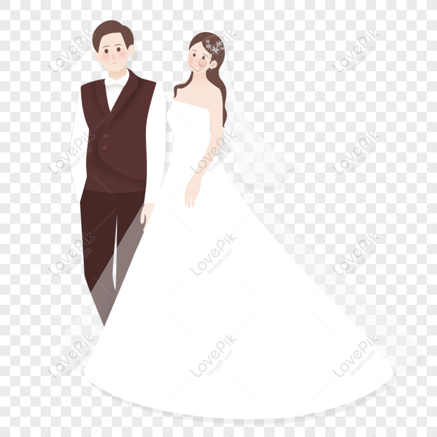 Free Bride And Groom Cartoon Simple Character Material PNG Transparent  Image PNG & PSD image download - Lovepik