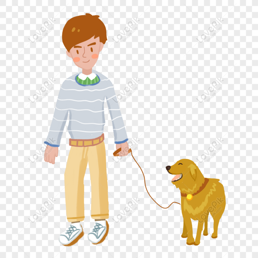 Free Cartoon Boy Holding Dog Running Original Elements PNG Image PNG & PSD  image download - Lovepik