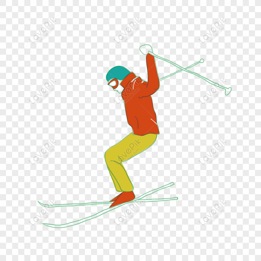 Free Characters Hand Drawn Simple Casual Sport Skiing Boy Man Vector ...