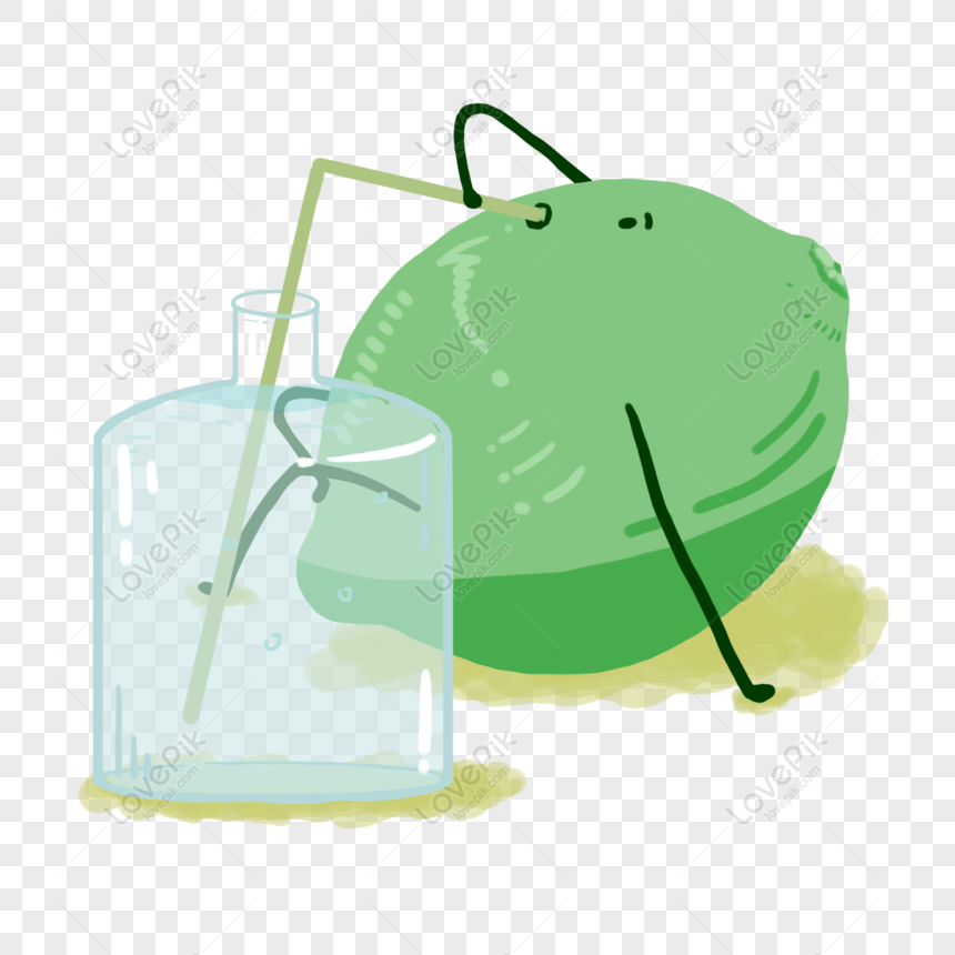 Free Cute Cartoon Green Lemon Doll Drinking Water PNG White Transparent PNG  & PSD image download - Lovepik