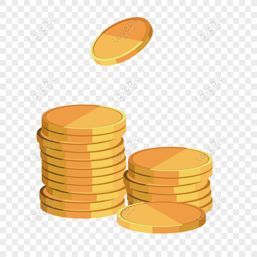 Free Cartoon Vector Gold Coins With Commercial Elements PNG Transparent ...