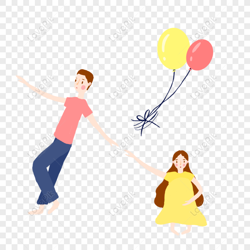 Free Small Fresh Couple And Balloons, Small Fresh, Cartoon, Little ...