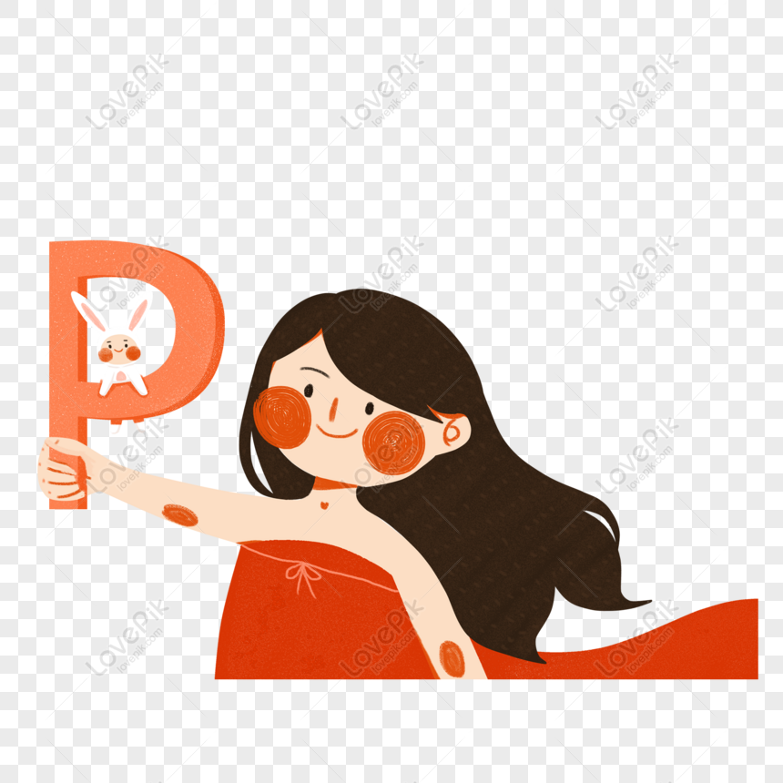 Free Cute Girl Holding The Letter P Png Psd Image Download Lovepik