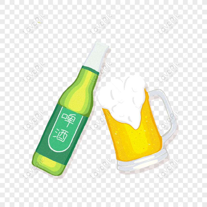 Free A Bottle Of Beer And A Beer Cartoon Element PNG Hd Transparent Image  PNG & PSD image download - Lovepik