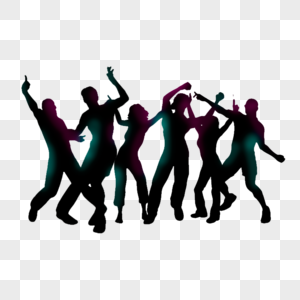 Dancing people cartoon elements silhouettes, dance silhouette, cartoon elements, people silhouettes png transparent image