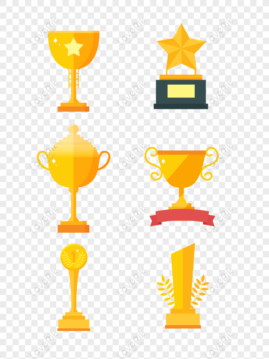 Free Honor Trophy Champion Flat Yellow Vector Material Set Illustrati PNG  Transparent Image PNG & PSD image download - Lovepik