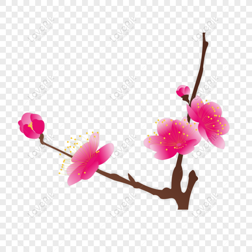 Free Hand-painted Plum Blossom Element Cartoon Flower Bud, Plum ...