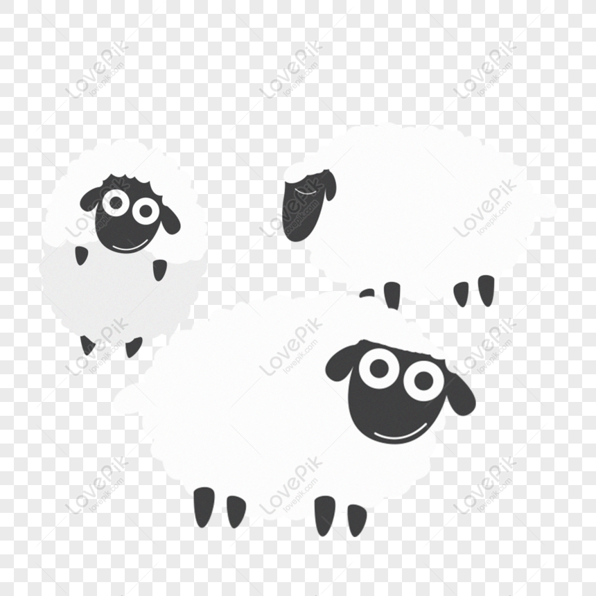 Free Cartoon Black White Cute Sheep PNG Free Download PNG & PSD image  download - Lovepik