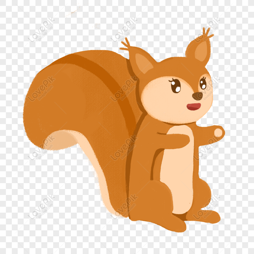 Free Hand Drawn Cartoon Cute Big Tail Little Squirrel Free PNG PNG ...