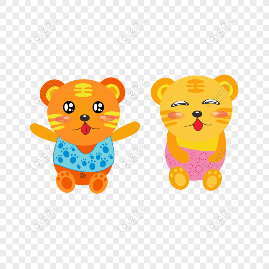 Free Animal Baby Elements Cartoon Cute Tiger Baby Siblings PNG Picture PNG  & CDR image download - Lovepik