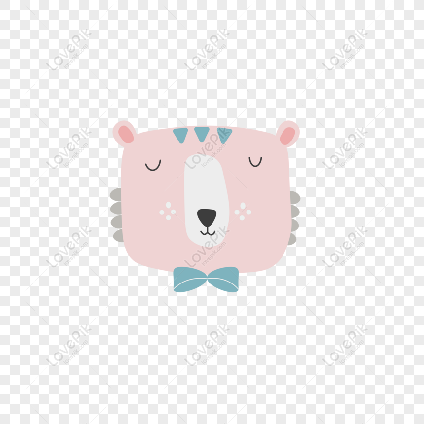 Free Cute Cartoon Animal Lion Bow Tie Tiger Vector Material Pink Blue PNG  Transparent Background PNG & AI image download - Lovepik
