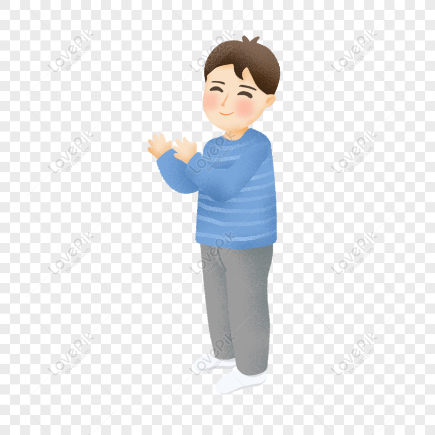 Free Happy Applauding Casual Boy Cartoon Element PNG Transparent PNG & PSD  image download - Lovepik