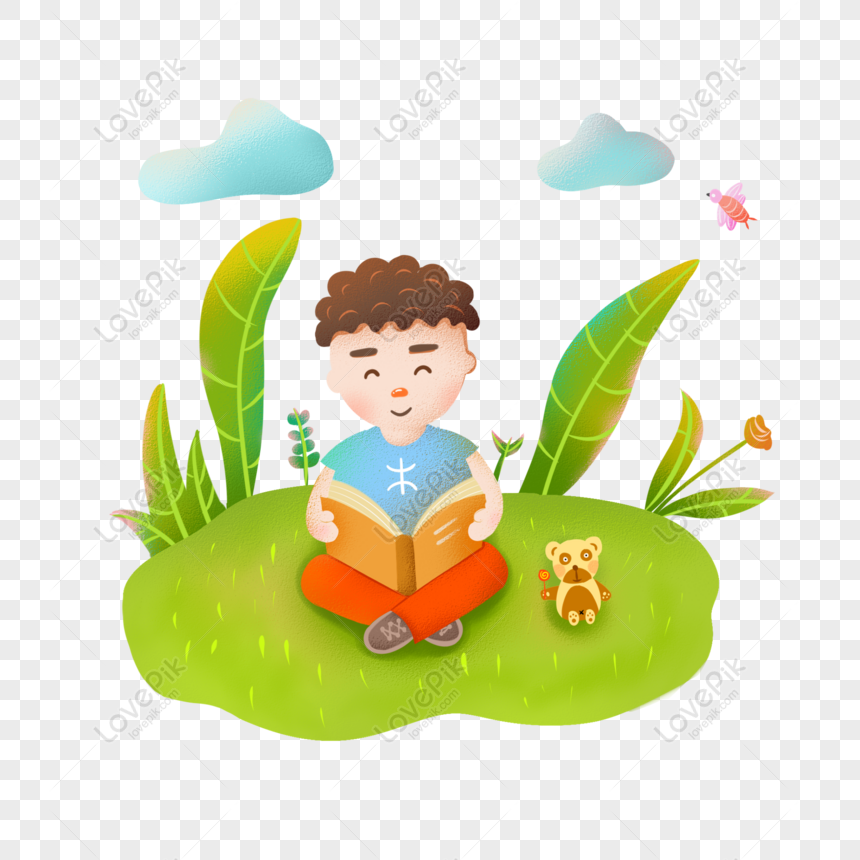 Free Child Reading Book Hand Drawn Cartoon Cute Character Reading Ele PNG Free  Download PNG & PSD image download - Lovepik