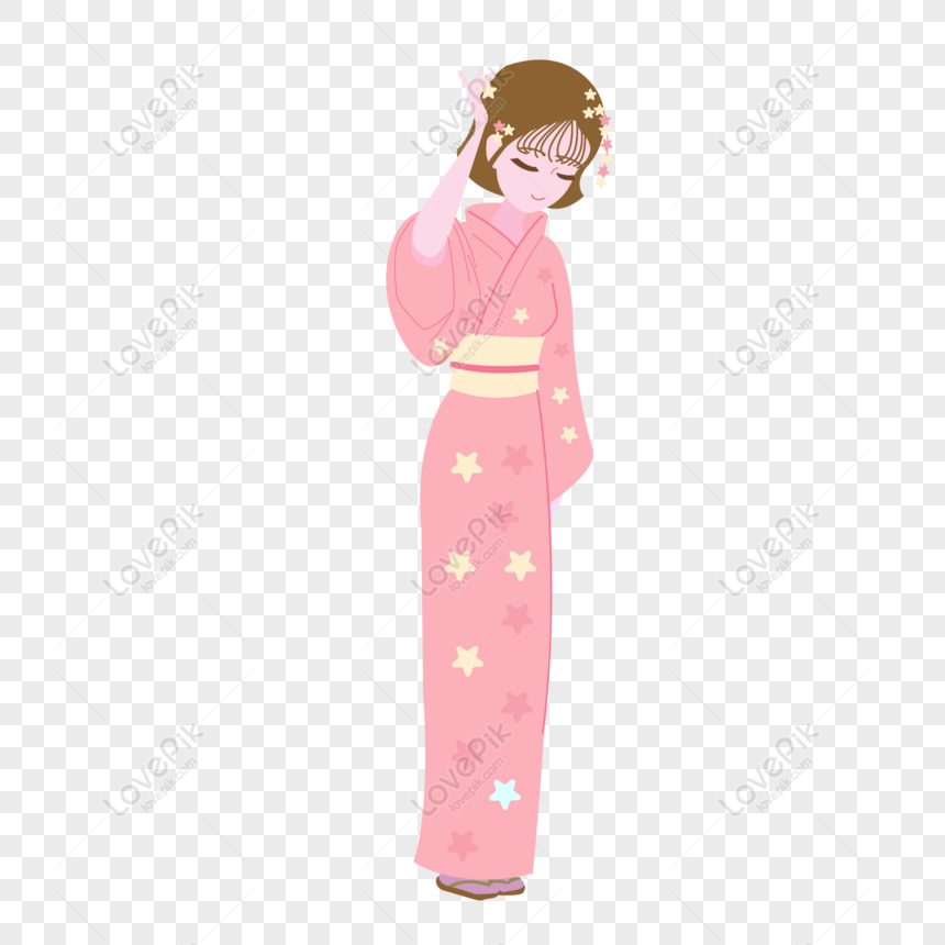 Hình ảnh Phim Hoạt Hình Vẽ Tay Kimono Người Phụ Nữ Nhật Bản PNG ...