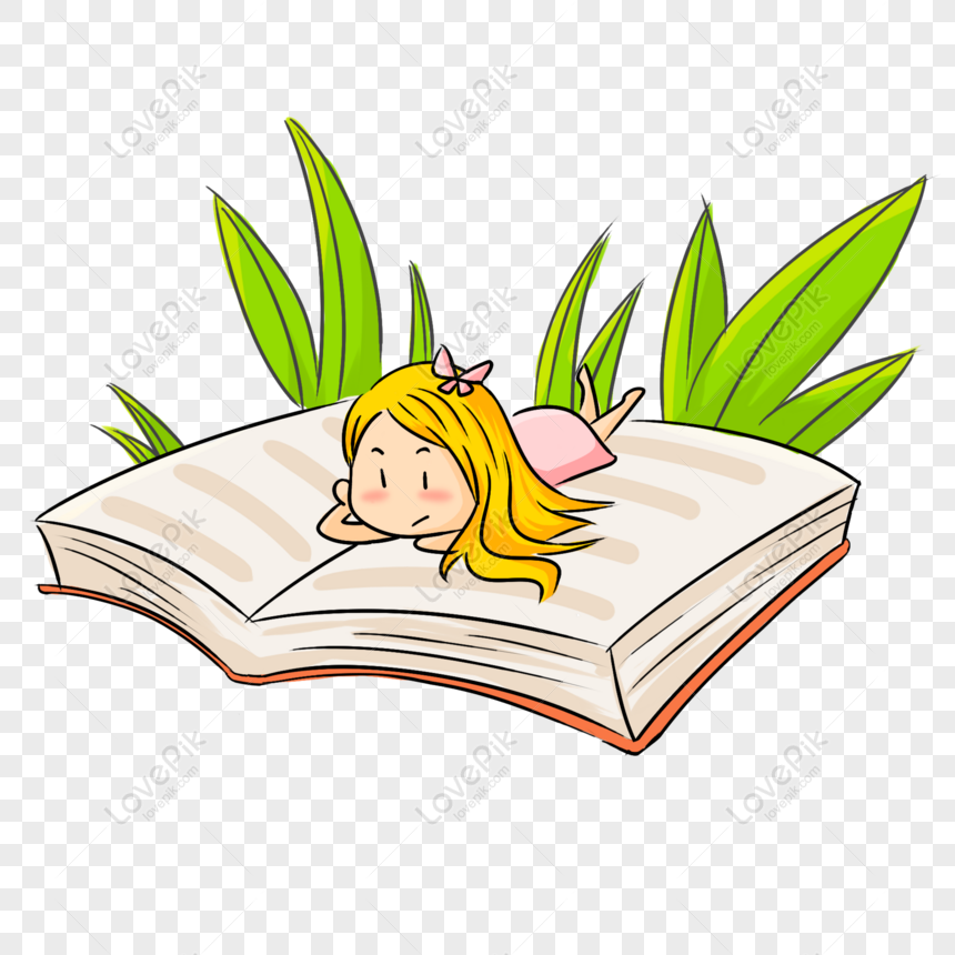 Free Hand Drawn Cartoon Reading Book Girl PNG Picture PNG & PSD image  download - Lovepik