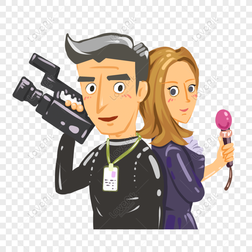 Free News Reporter And Photographer Cartoon Elements PNG White Transparent  PNG & PSD image download - Lovepik