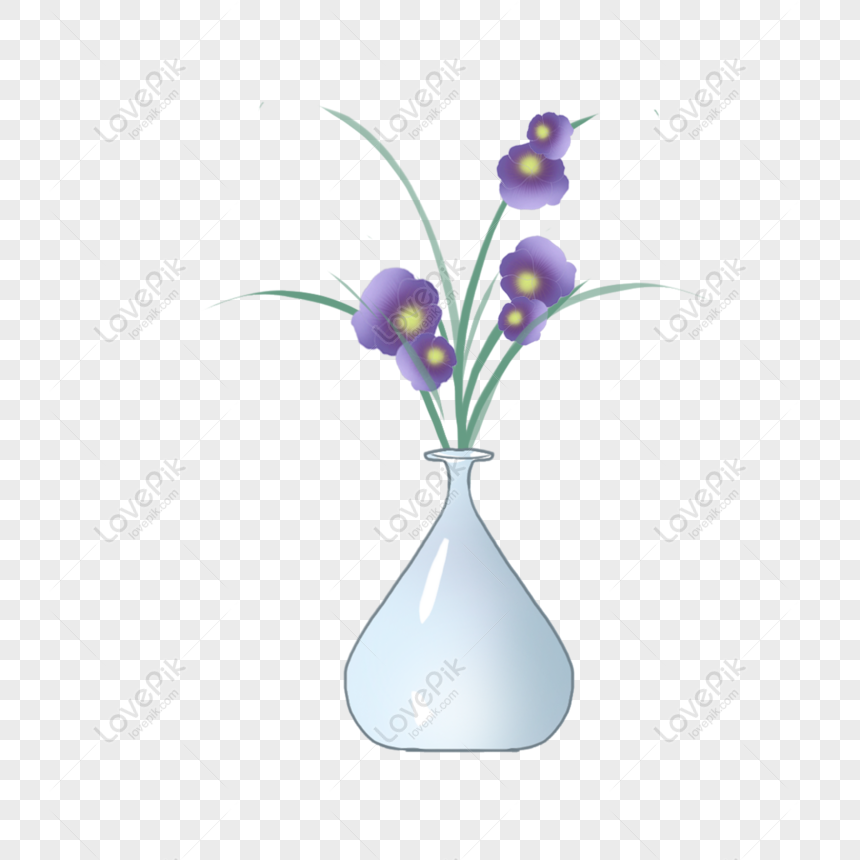 Free Bunch Of Purple Flowers Cartoon Elements Inserted In White Vase PNG  Image Free Download PNG & PSD image download - Lovepik