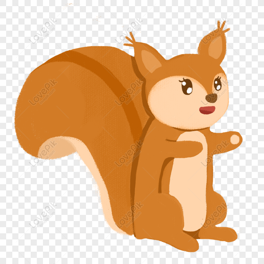 Free Hand Painted Cartoon Cute Clever Cute Brown Yellow Squirrel ...